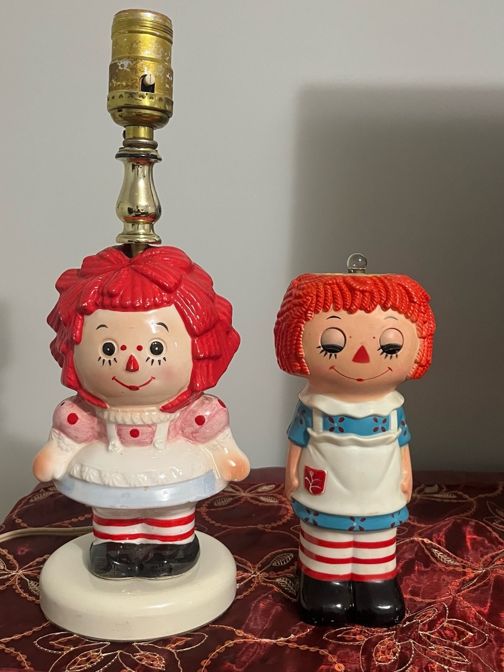 Raggedy Ann Ceramic Figurine Lamp and Companion - Home Accents